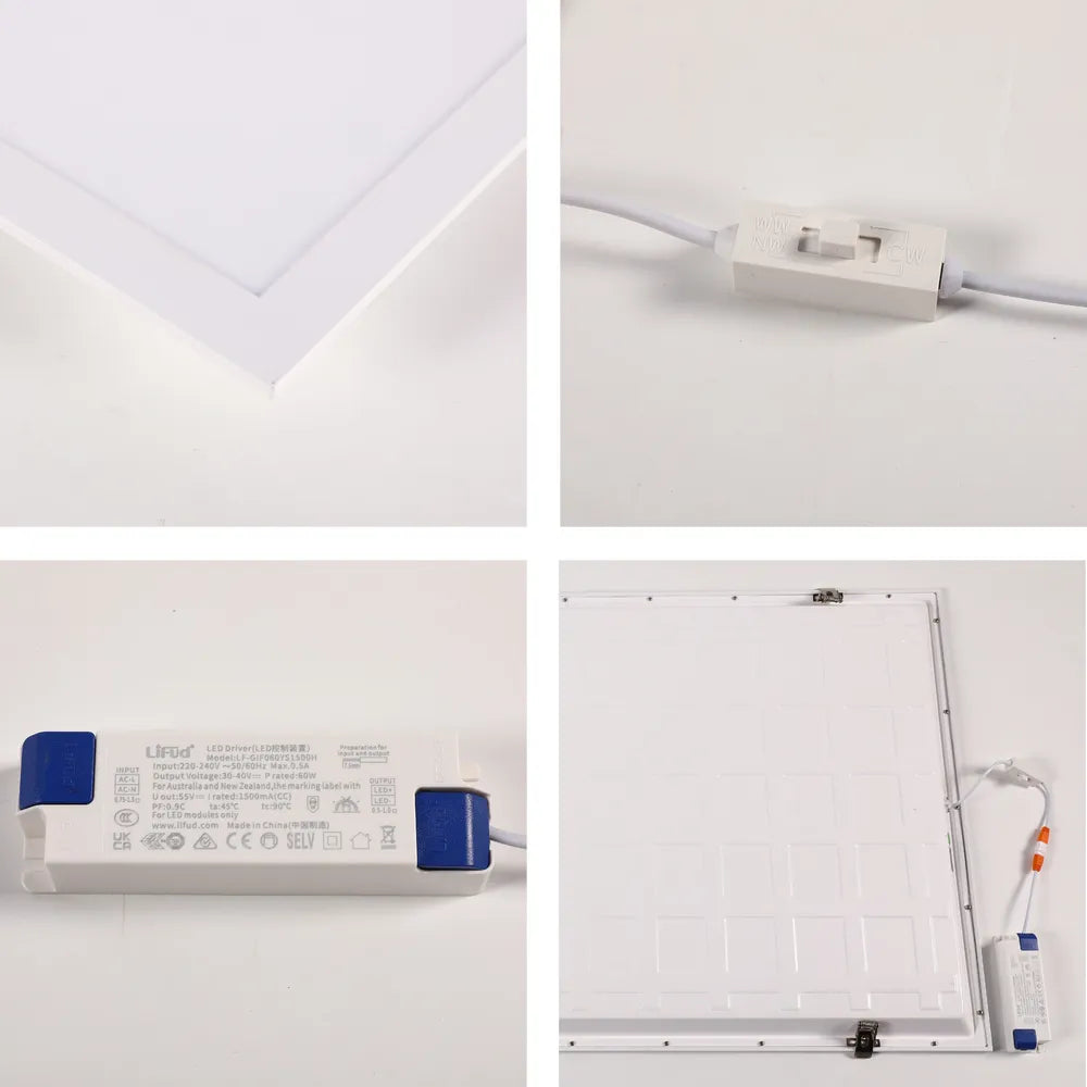 Close shot of the 1200x600 Luminous Switch 3CCT LED Panel Light 2x4ft 60W -165-038408