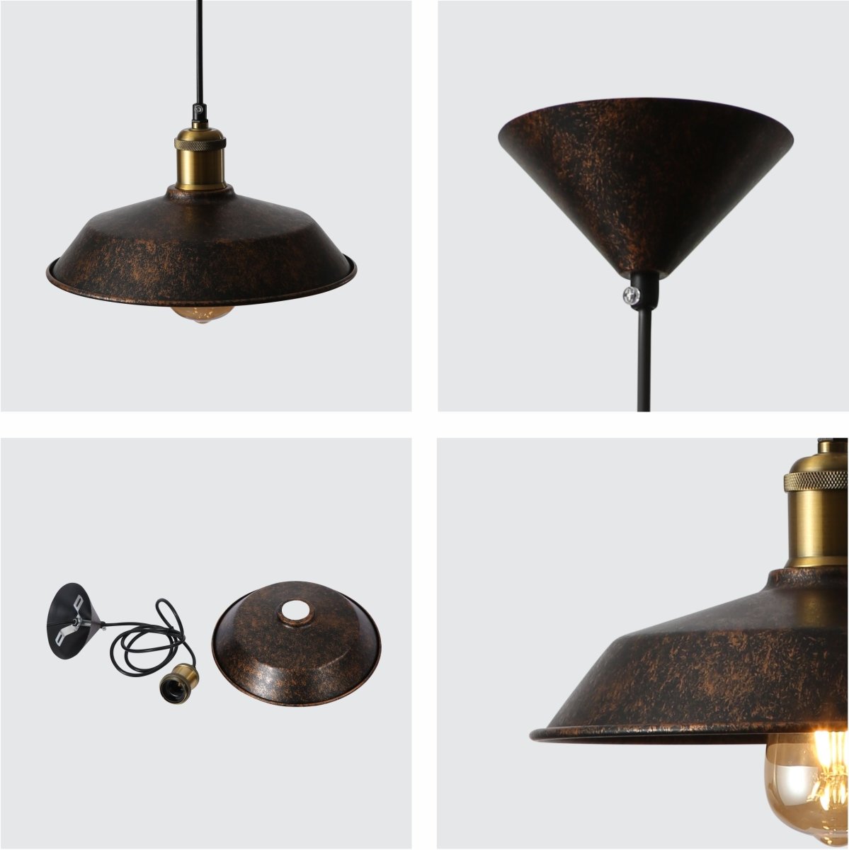 Detailed photo of rusty brown metal step flat pendant light s e27 150-18180