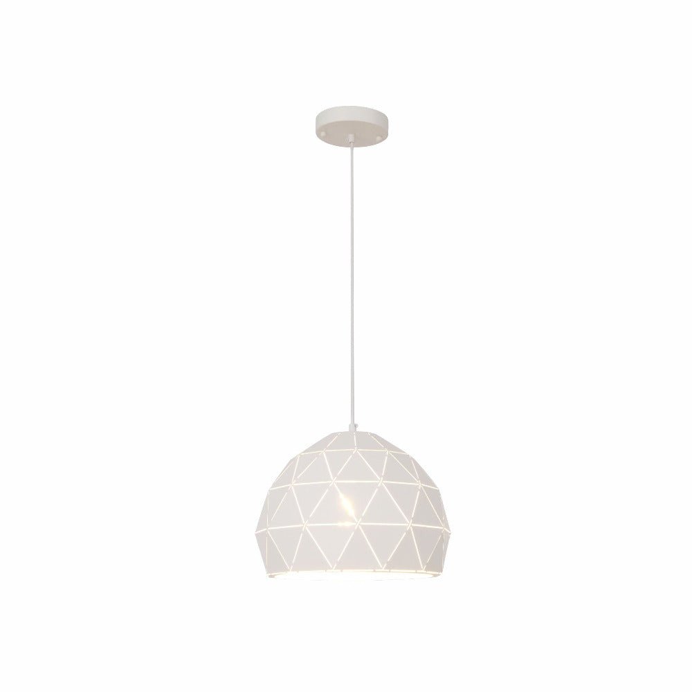 Triangle Laser Cut Metal Dome Pendant Ceiling Light E27 White 150-18274