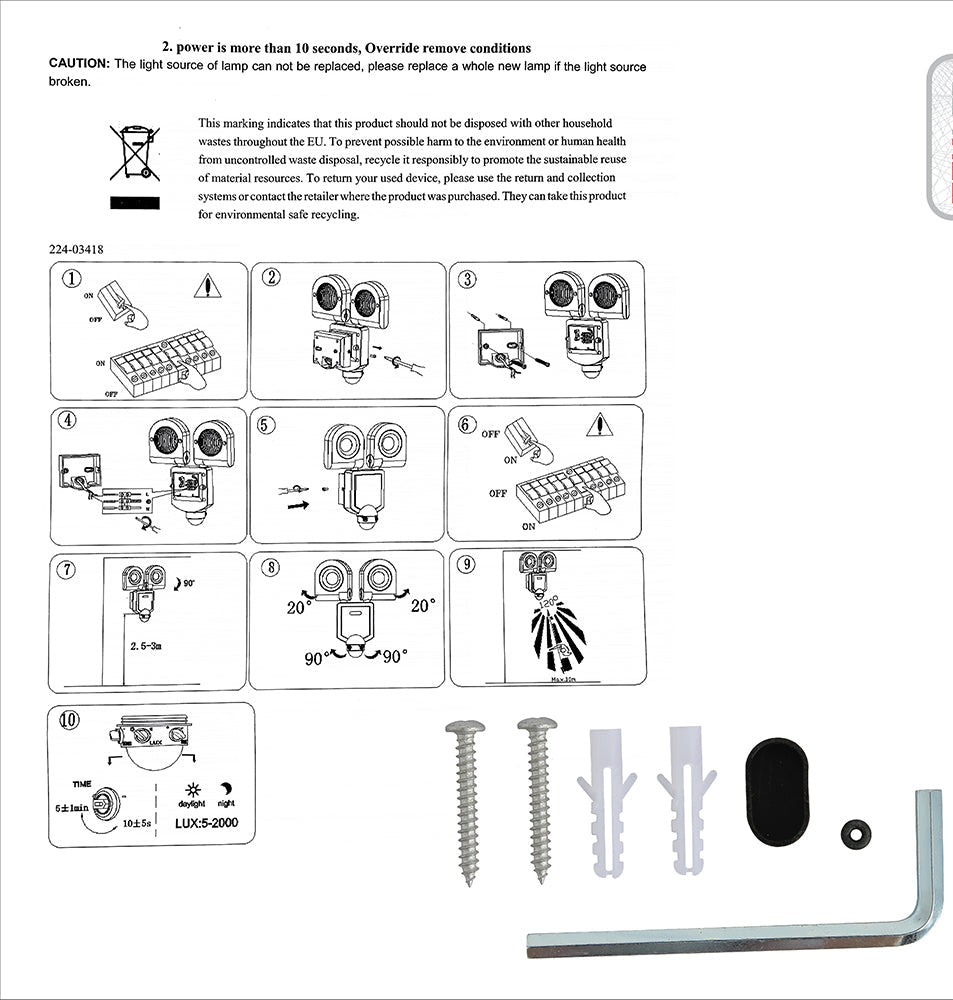 User manual of Wall-A Double Head Security Floodlight with PIR Sensor 20W Cool White 4000K