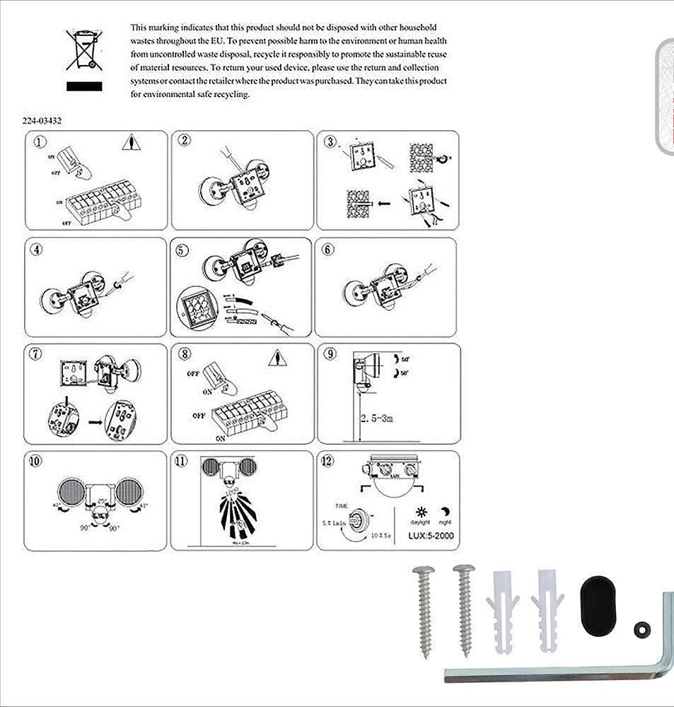 User manual of Wall-E Double Head Security Floodlight with PIR Sensor 20W Cool White 4000K