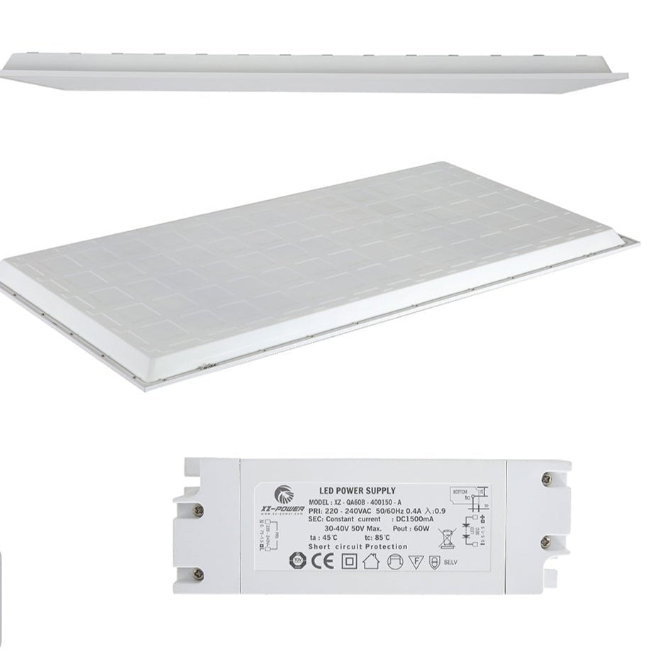 Close up of box contents LED Backlit Panel Light 58W 6000Lm 4000K Cool White 1200x600 2x4ft Non-Flickering