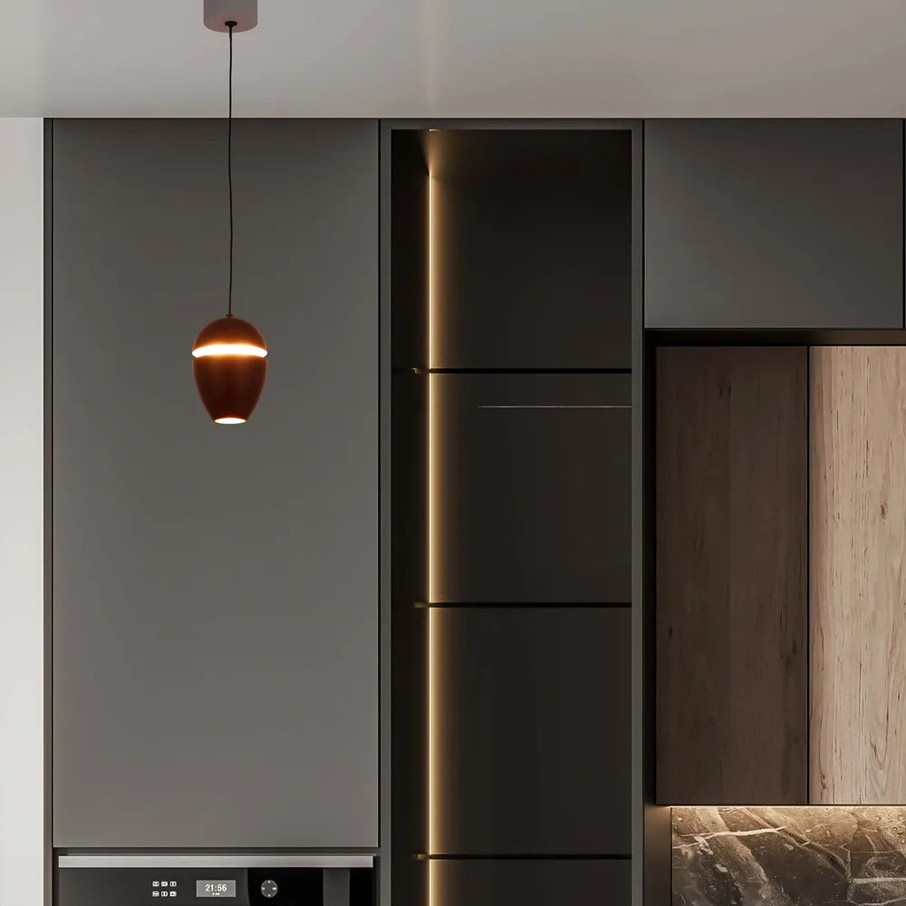 Stylish acorn LED pendant downlight enhances modern kitchen decor with warm white lighting for a cozy ambiance. Perfect for cove lighting effects.150-19072