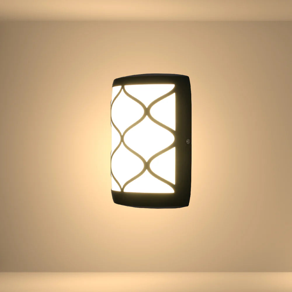 Arabesque Black Plastic LED Outdoor Wall Light 15W Cool White 1