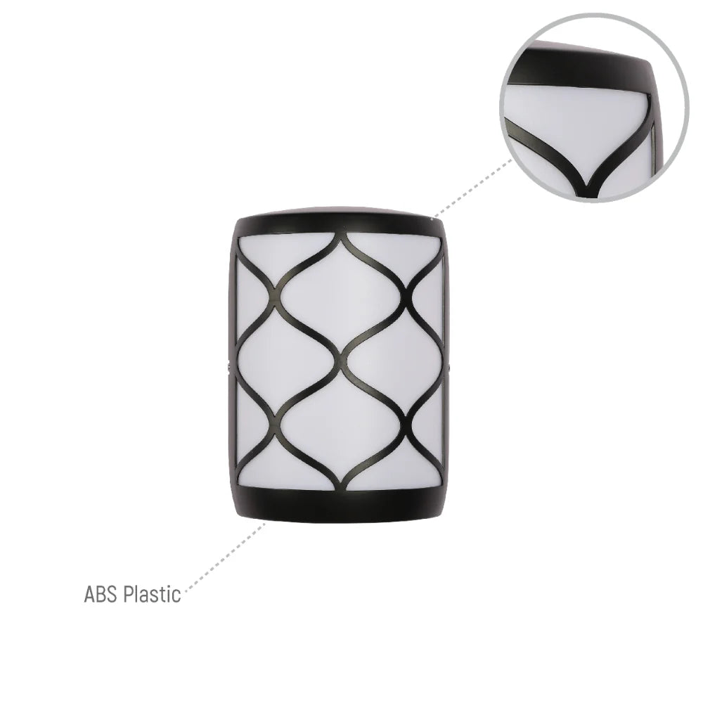 Arabesque Black Plastic LED Outdoor Wall Light 15W Cool White 6