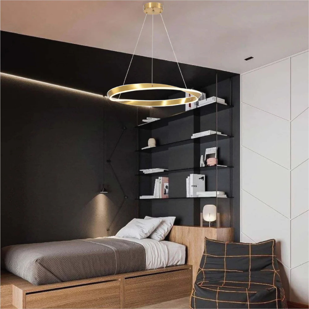 Interior use of Artistic Arc LED Pendant Light | Full Bent Ring Design | Contemporary Elegance Ceiling Light | TEKLED 159-17940