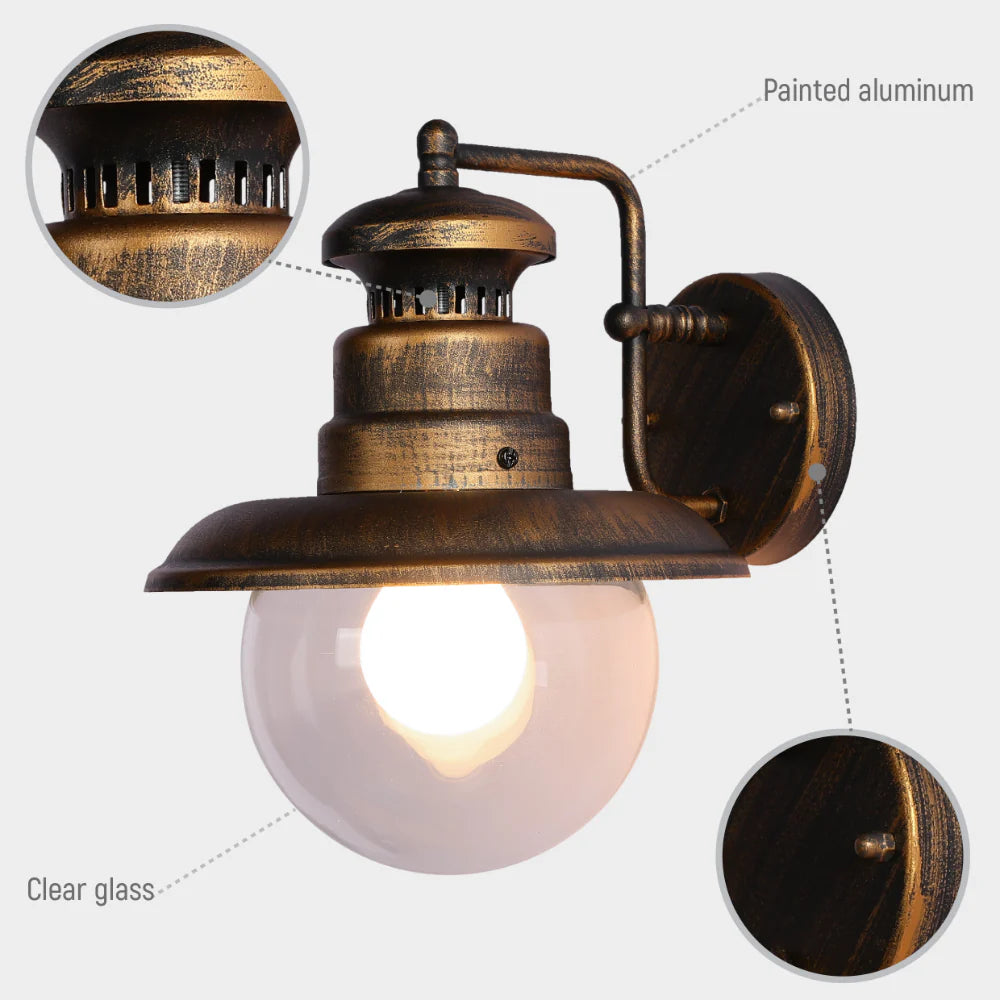 Artu Outdoor Lantern Wall Light Black E27 Golden 6