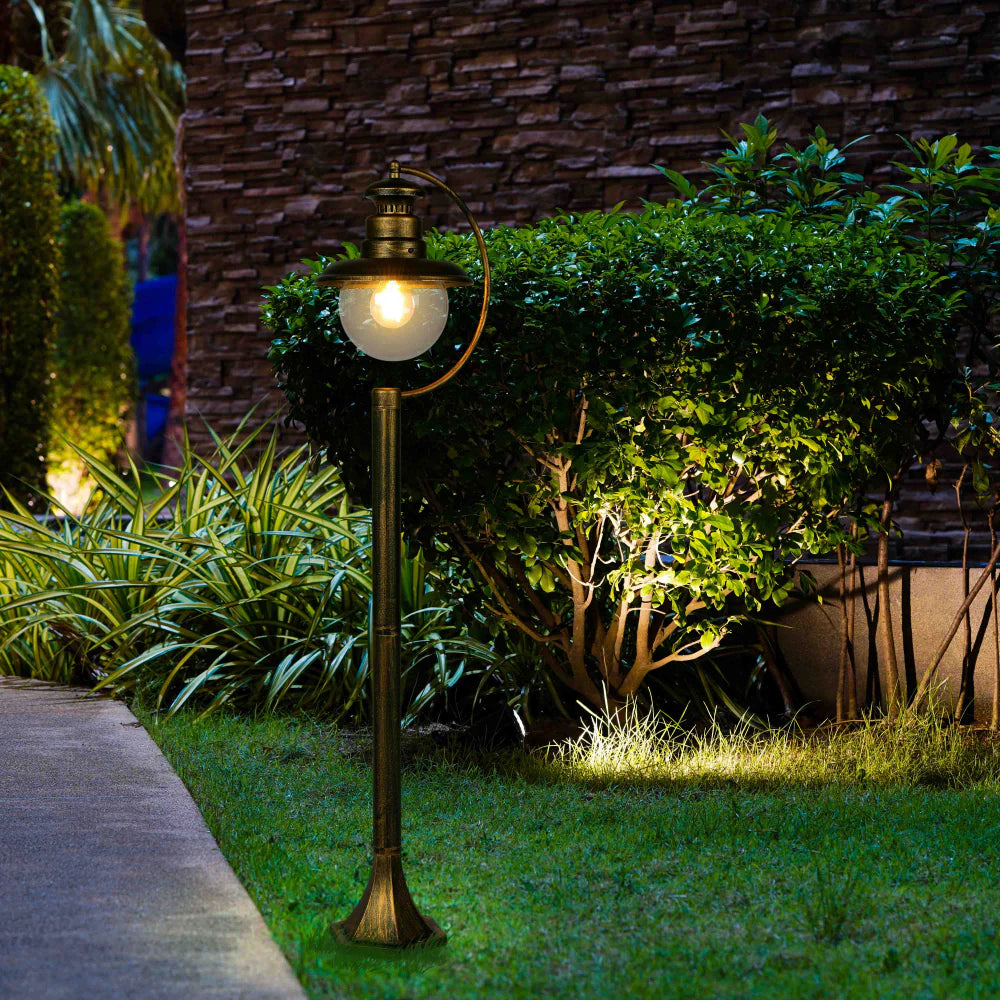 Artu Outdoor Pathway Bollard Lawn Light E27 Black With Golden 3