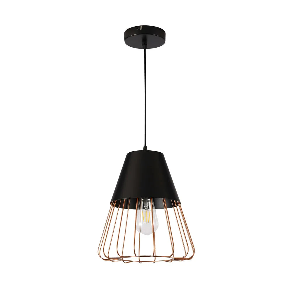 Metal Pendant Light TEKLED Aurelia Black & Gold Cage Pendant Light-Cone-150-180821