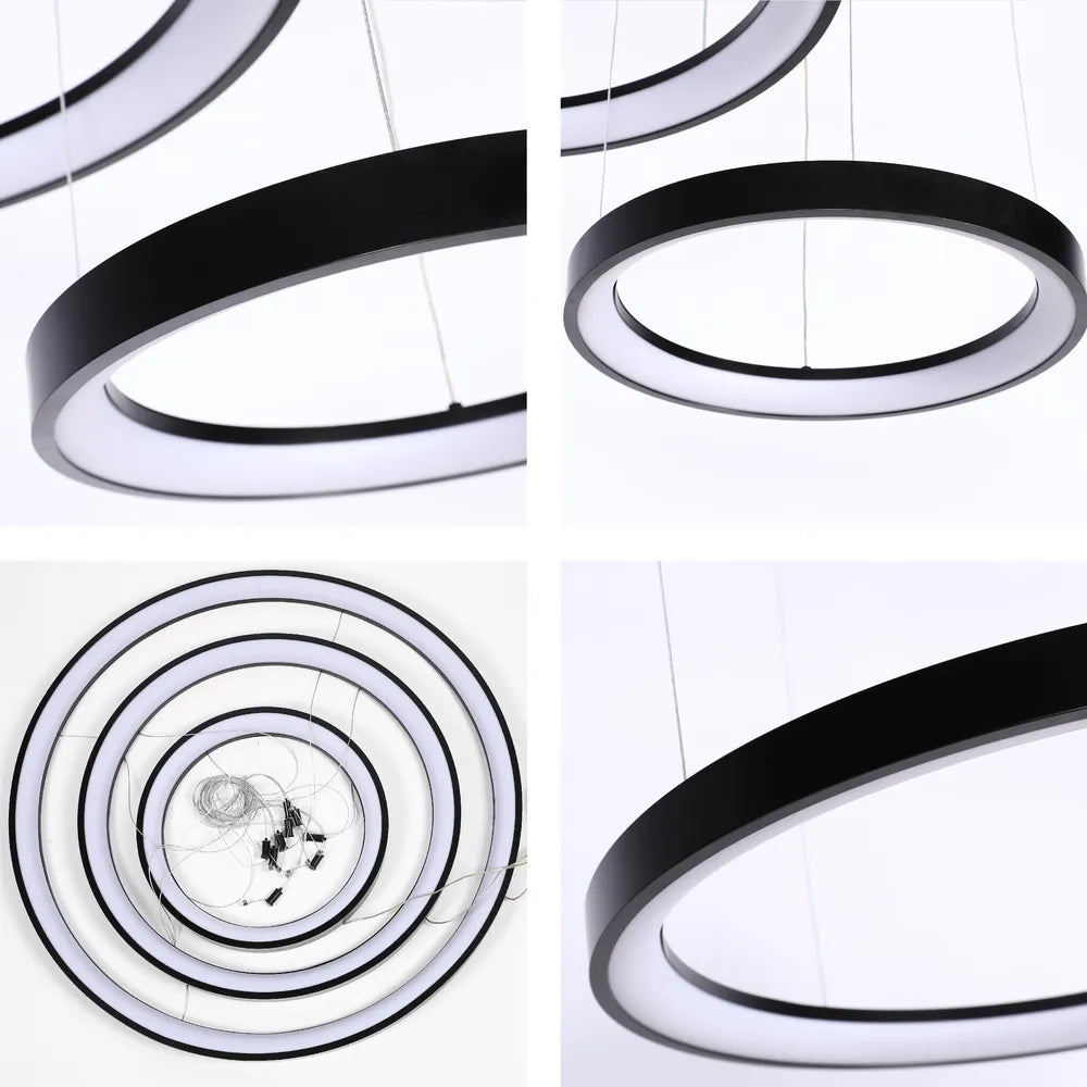 Close shot of the Aurora Flow Dynamic LED Modern Pendant Ceiling Light (Customisable 3 Rings, CCT Adjustable)-159-18169