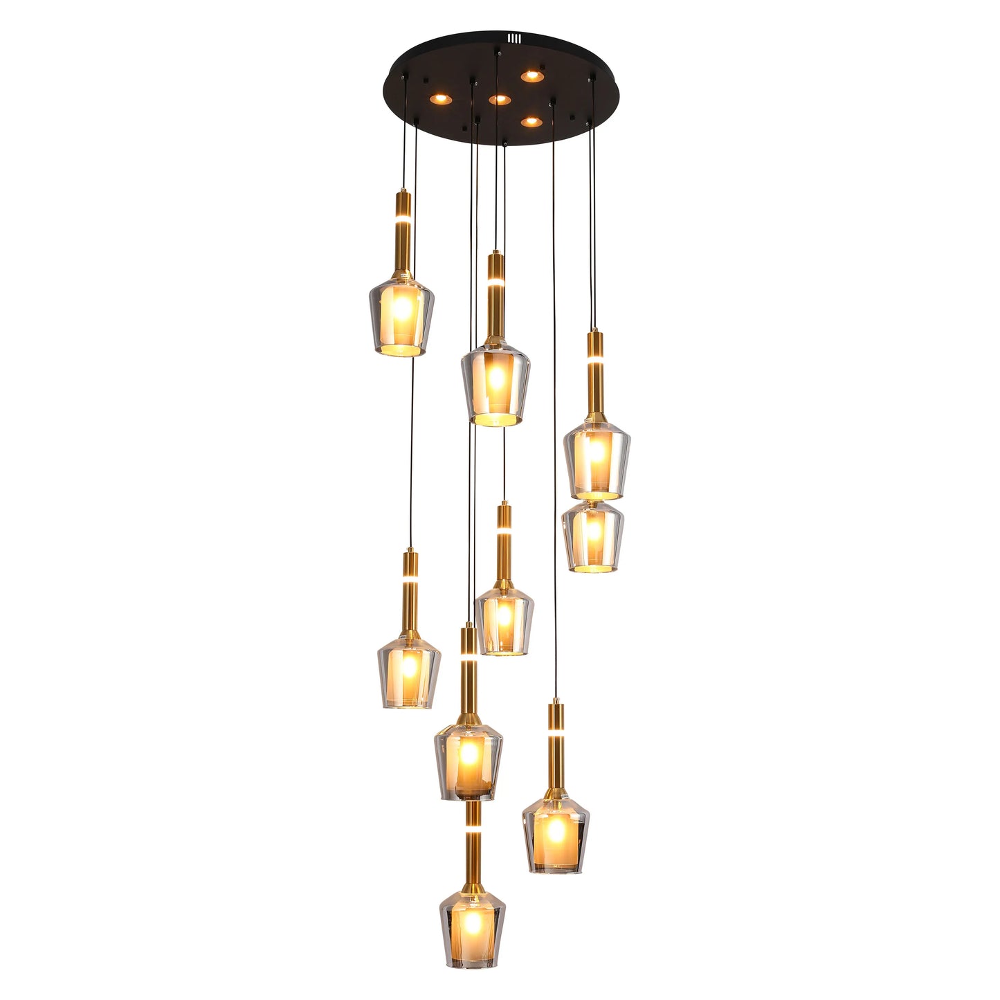 Aurora Hybrid Gold Accent Cluster Pendant Light