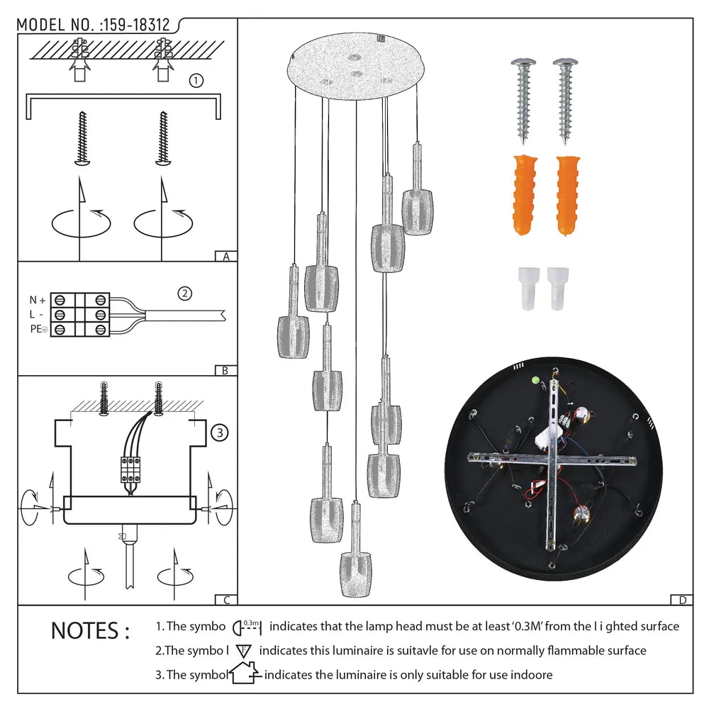 User manual for Aurora Hybrid Gold Accent Cluster Pendant Light-159-18312