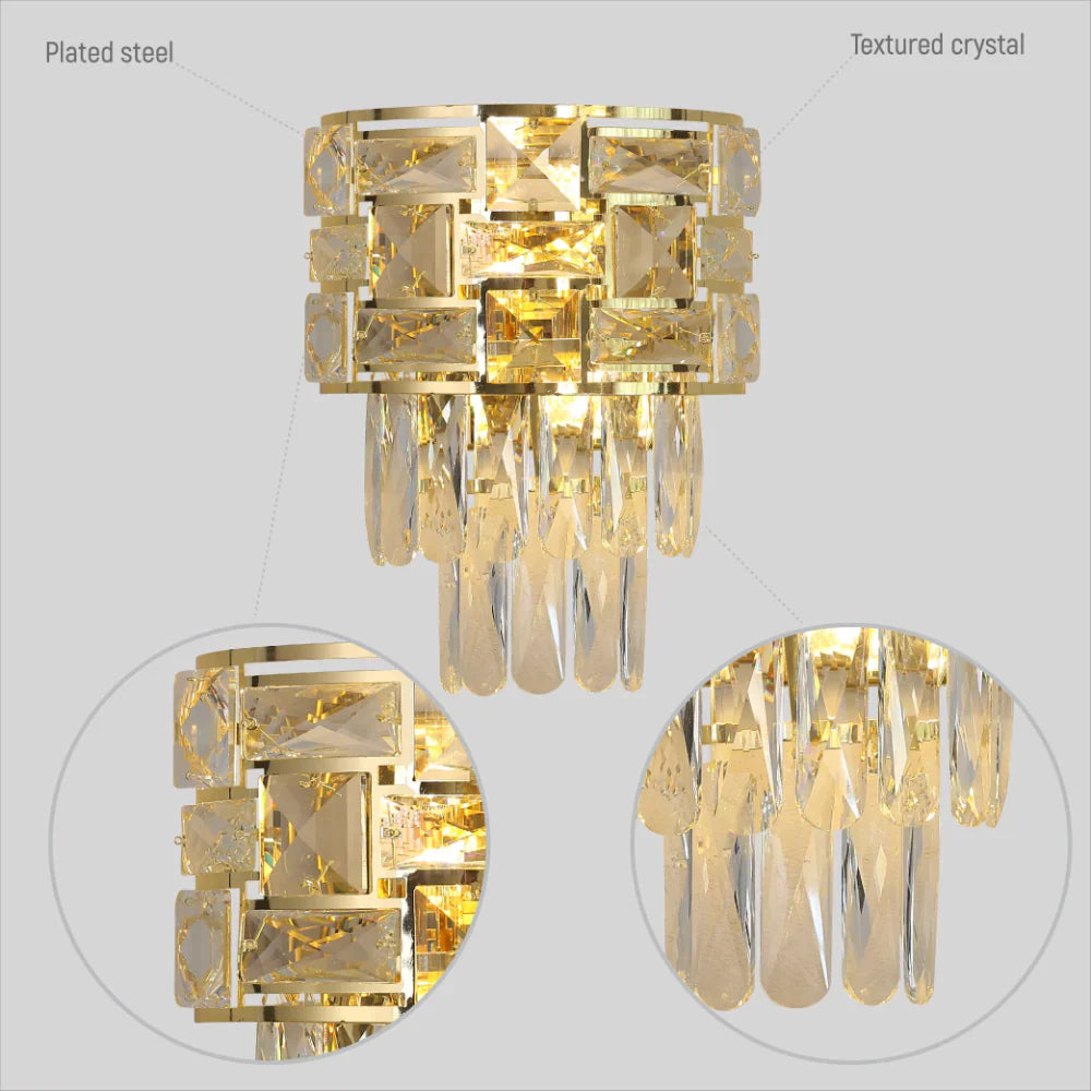 Details of Basketweave Crystal Chandelier Wall Light | TEKLED 151-19726