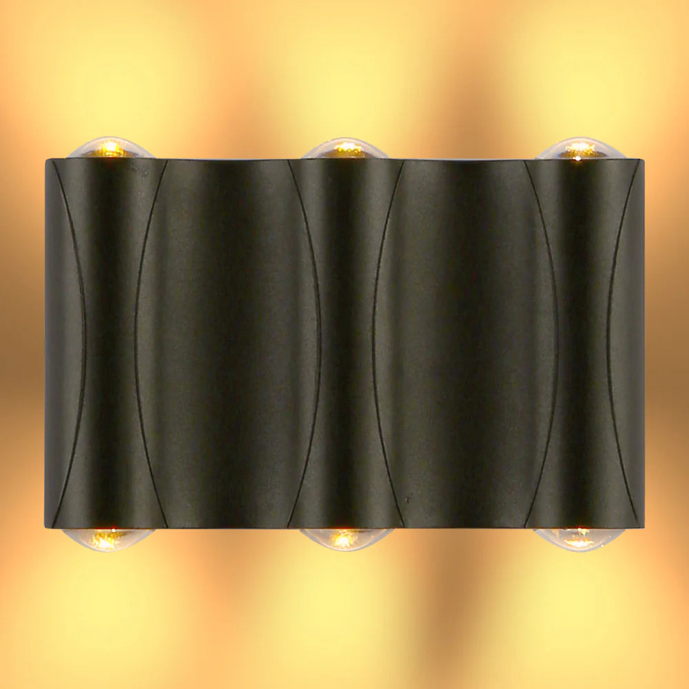 Black Corrugated Up Down Outdoor Modern LED Wall Light 3