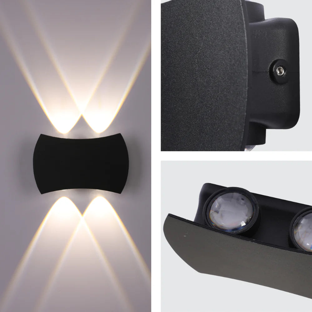 Black Up Down Outdoor Modern LED Wall Light 4000K 19