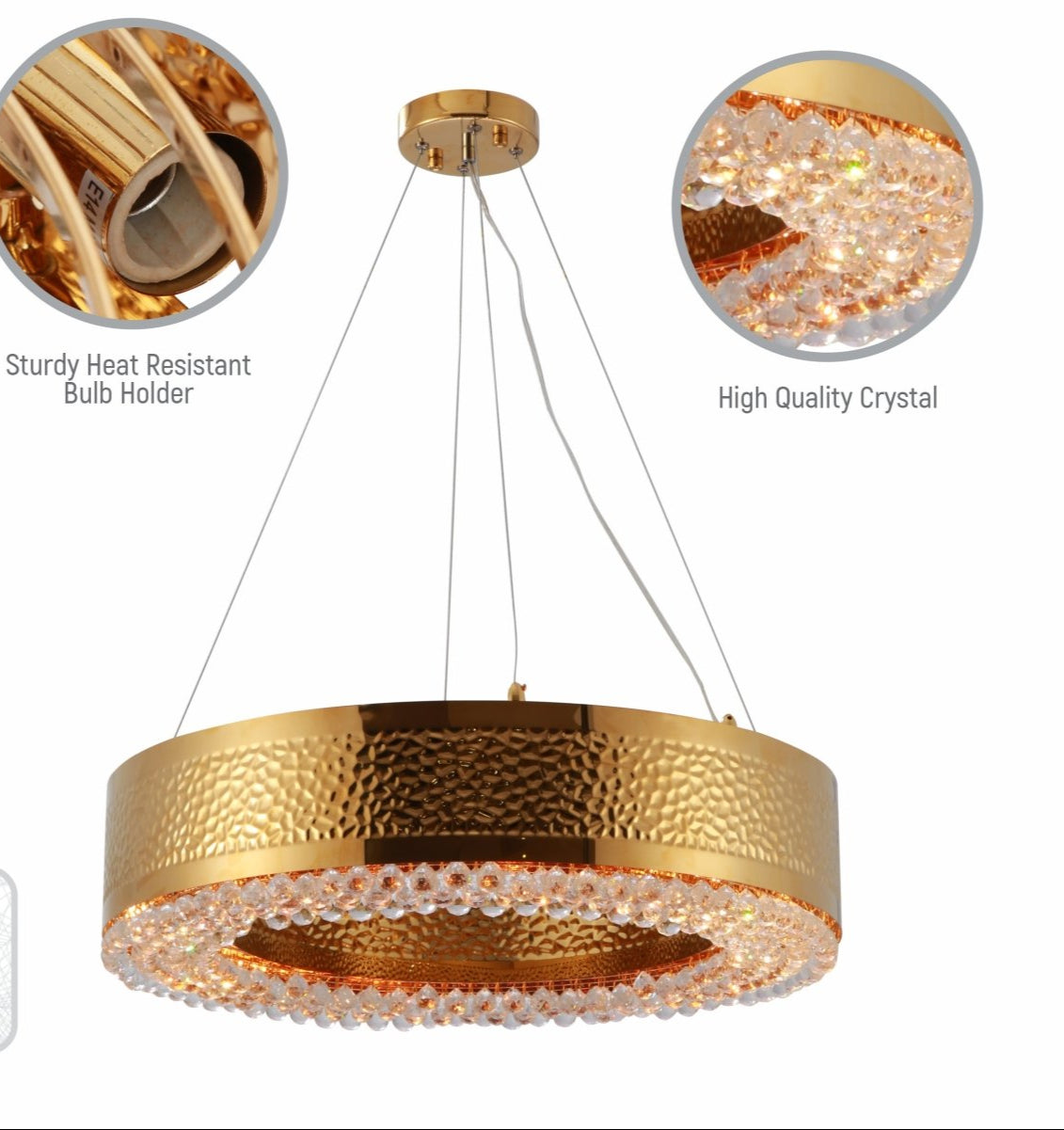 Close up shots of Ball Crystal Gold Metal Chandelier D600 with 8XE14 Fitting | TEKLED 156-19564