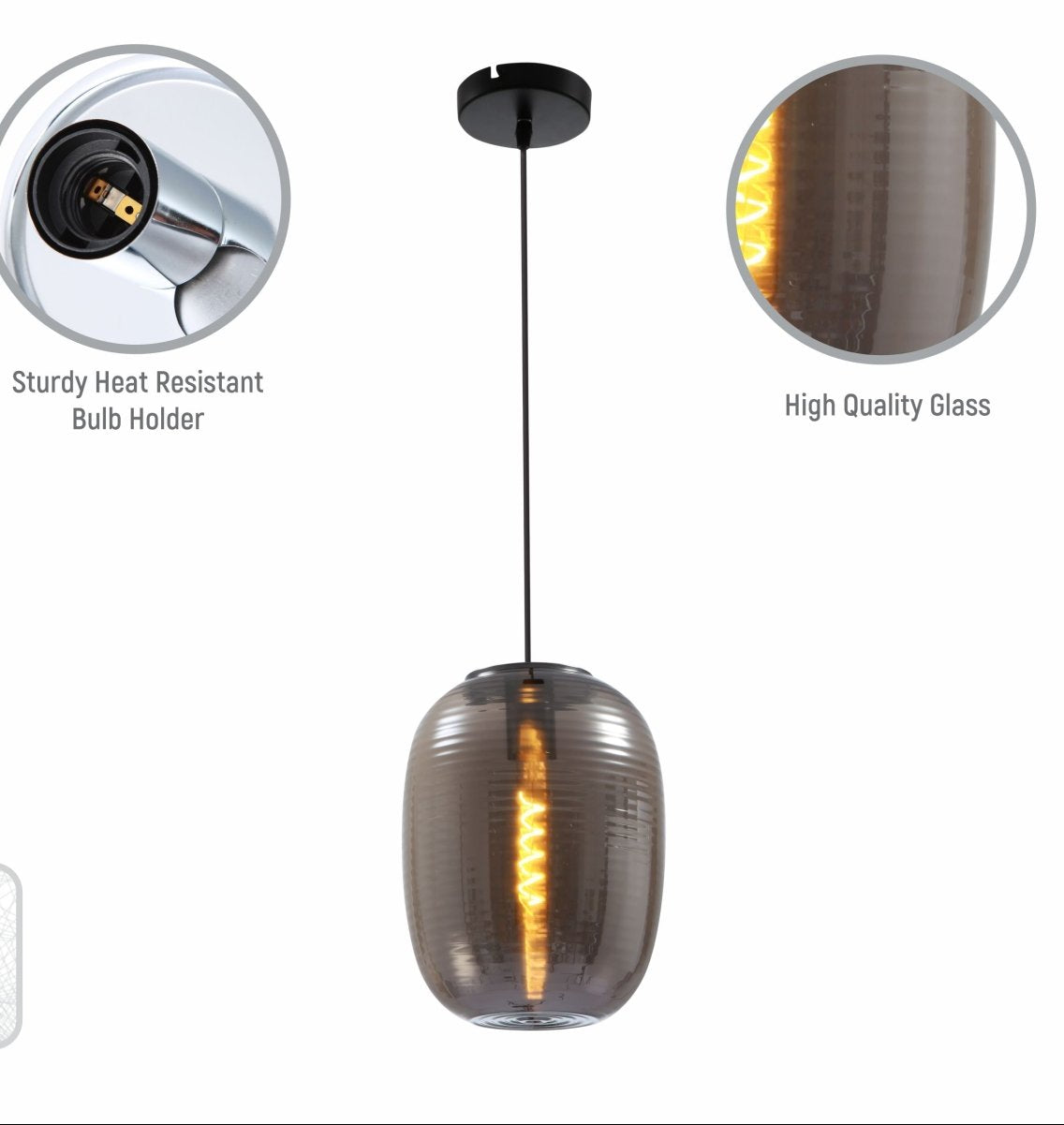 Close up shots of Bee Hive Smoky Glass Pendant Light with E27 Fitting | TEKLED 159-17346