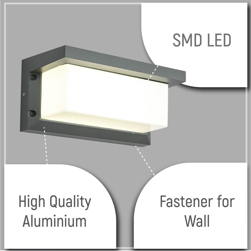 Close up shots of LED Diecast Aluminium Cubioid Hood Wall Lamp 20W Cool White 4000K IP54 Anthracite Grey | TEKLED 182-03358