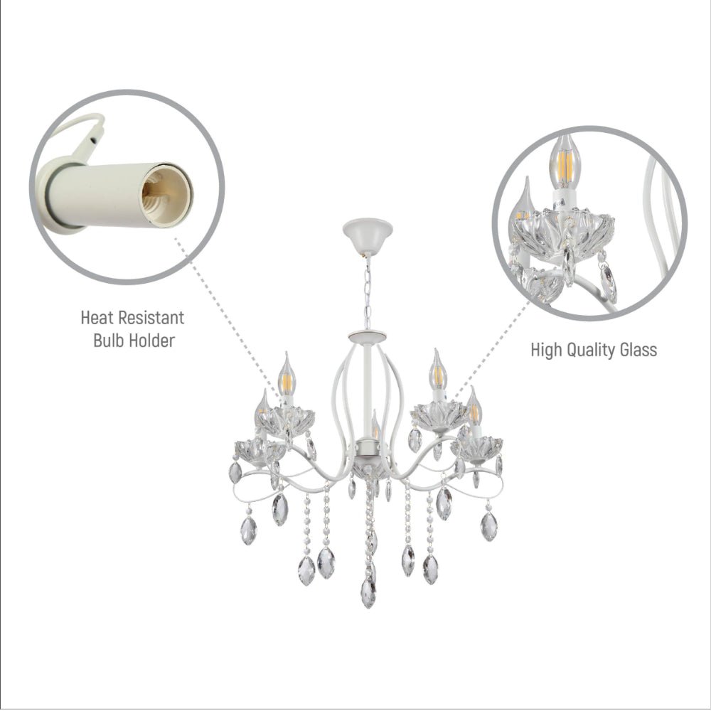 Close up shots of Tabitha Mediterranean Elegant Transitional Elizabeth Style Crystal Chandelier Ceiling Light E14 | TEKLED 159-17706