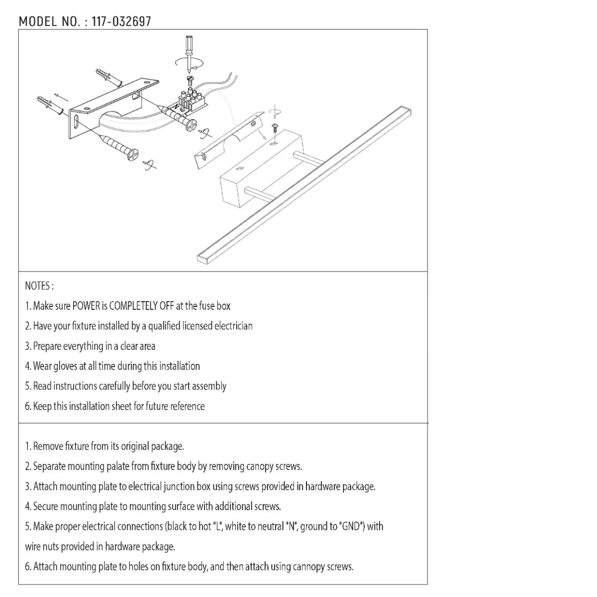 Technical specs of Contemporary LED Light for Picture Frames & Bathroom Sanity Mirrors - 50cm 117-032697