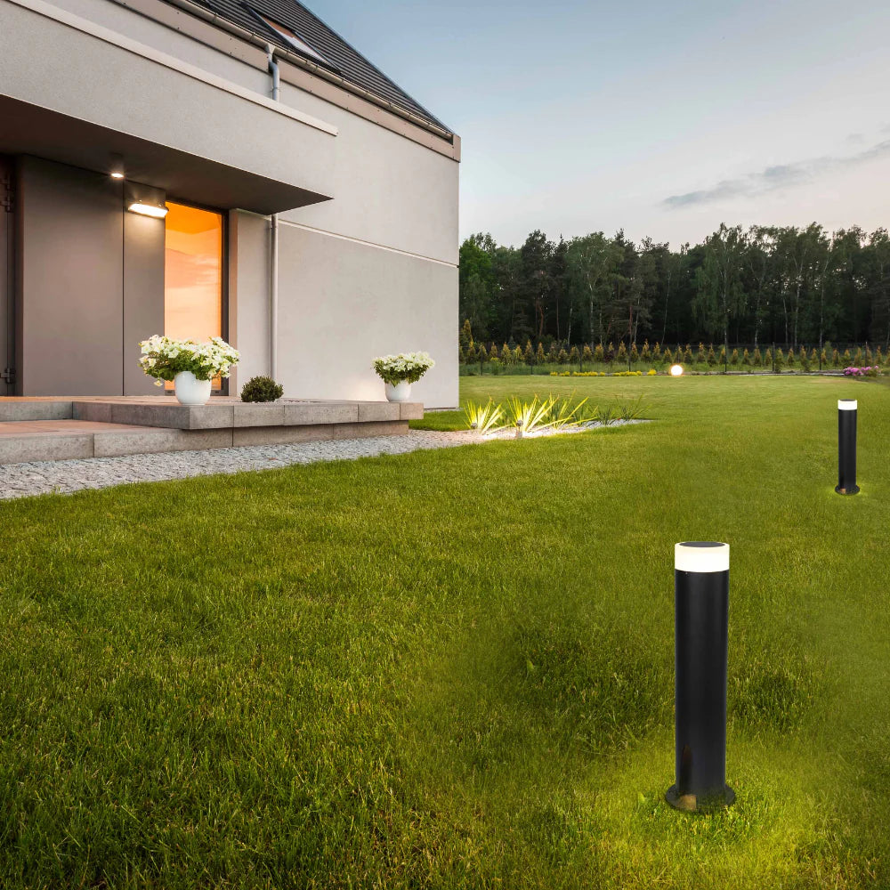 Cortez Black Outdoor Garden Bollard Post Pathway Light 3000K 10W 2