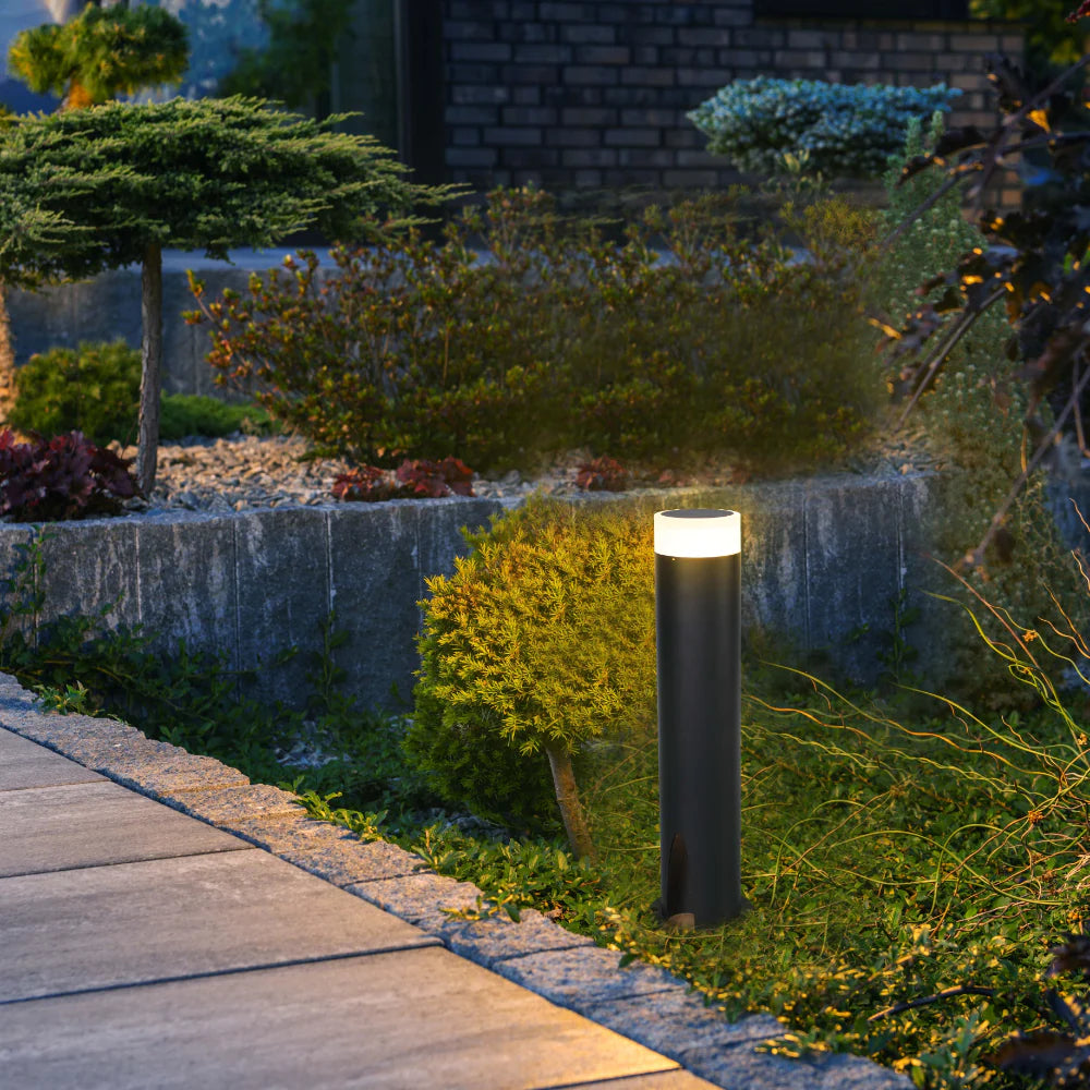 Cortez Black Outdoor Garden Bollard Post Pathway Light 3000K 10W 3