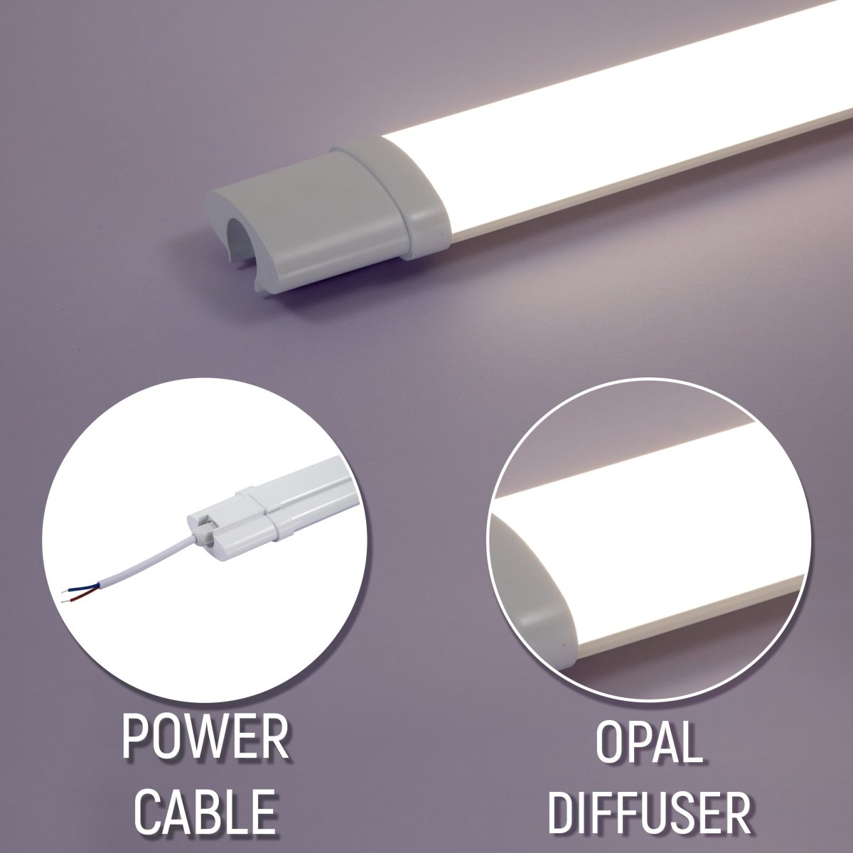 Detailed images of LED Tri-proof Slim Batten Linear Fitting 18W 6500K Cool Daylight IP65 60cm 2ft