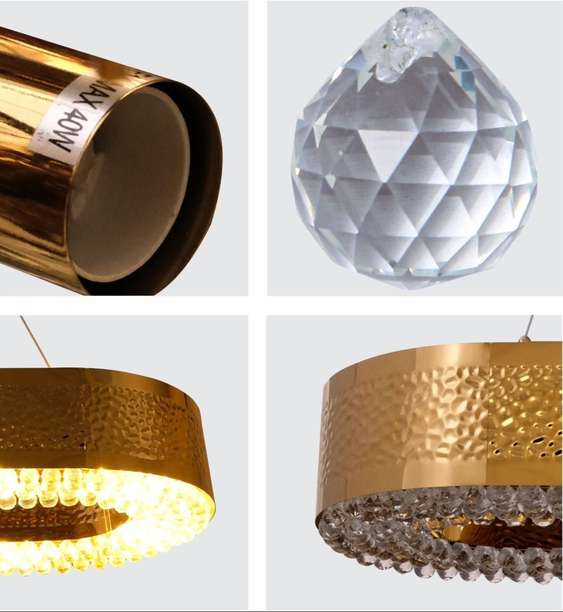 Detailed shots of Ball Crystal Gold Metal Island Chandelier L850 with 10XE14 Fitting | TEKLED 156-19566