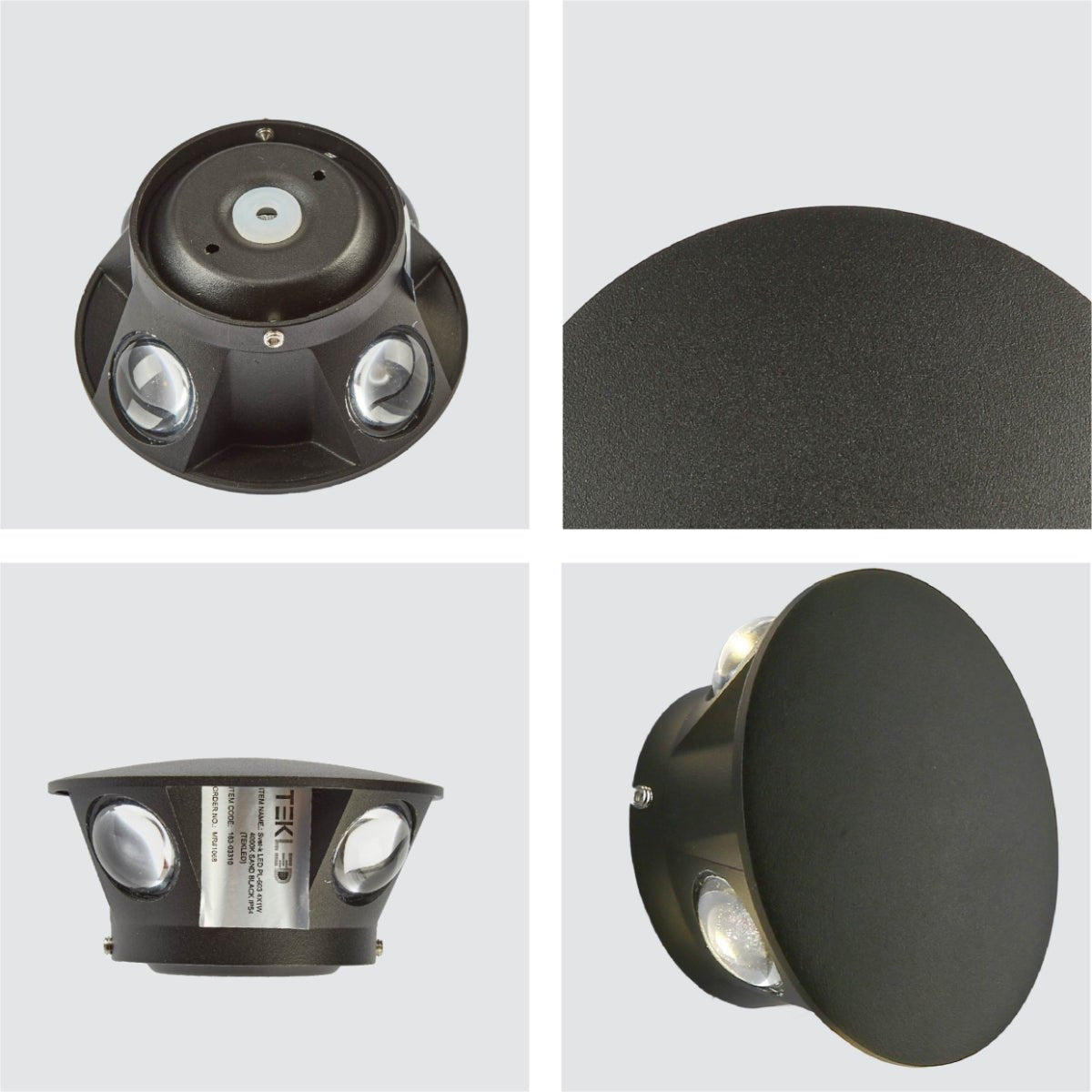 Detailed shots of Black Compass 4 Way Outdoor Modern LED Wall Light | TEKLED 183-03310