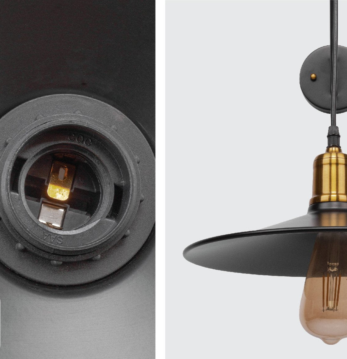 Detailed shots of Black Gold Metal Suspended Wall Light with E27 Fitting | TEKLED 151-19636