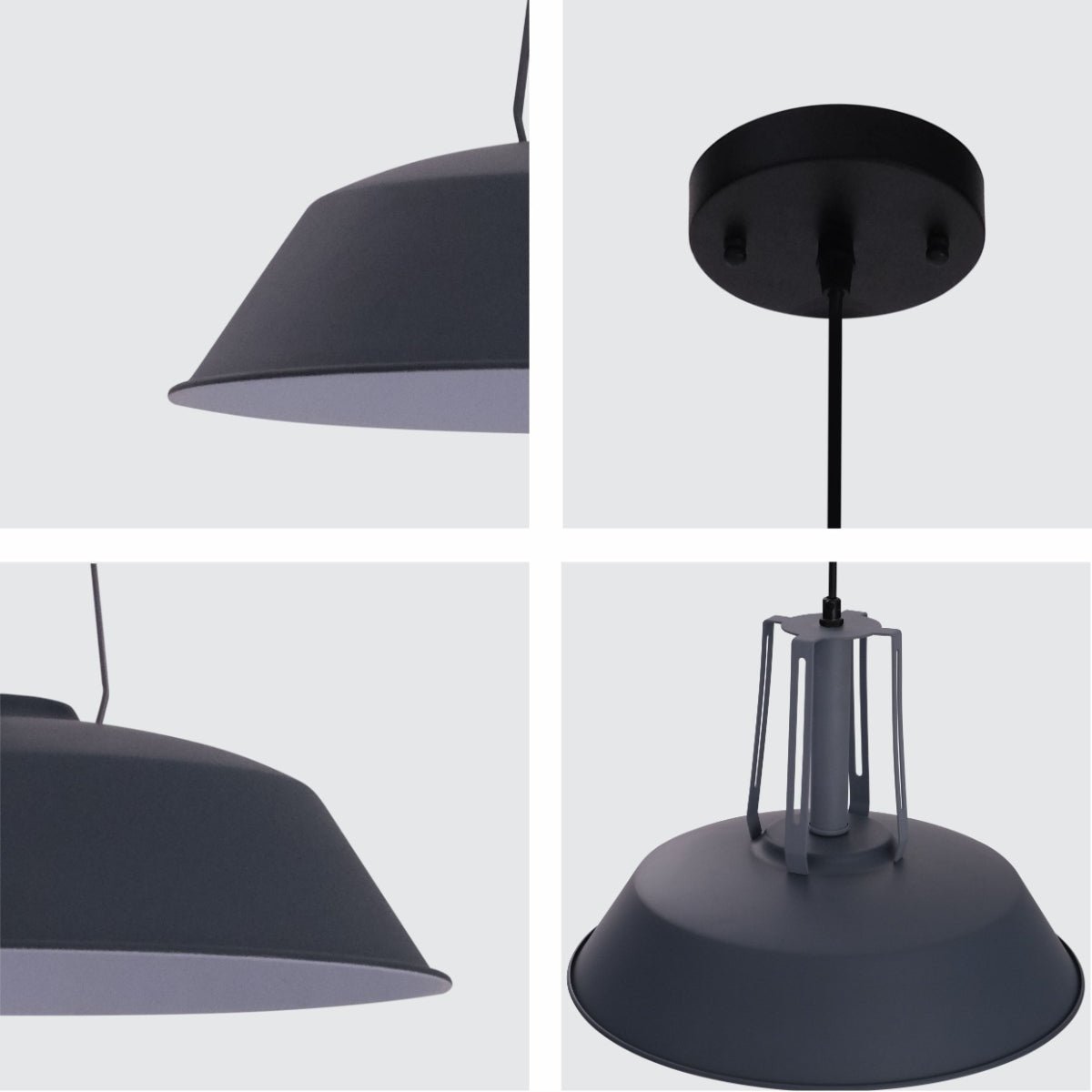 Detailed shots of Dark Grey Metal Step Pendant Ceiling Light Large with E27 | TEKLED 150-18109