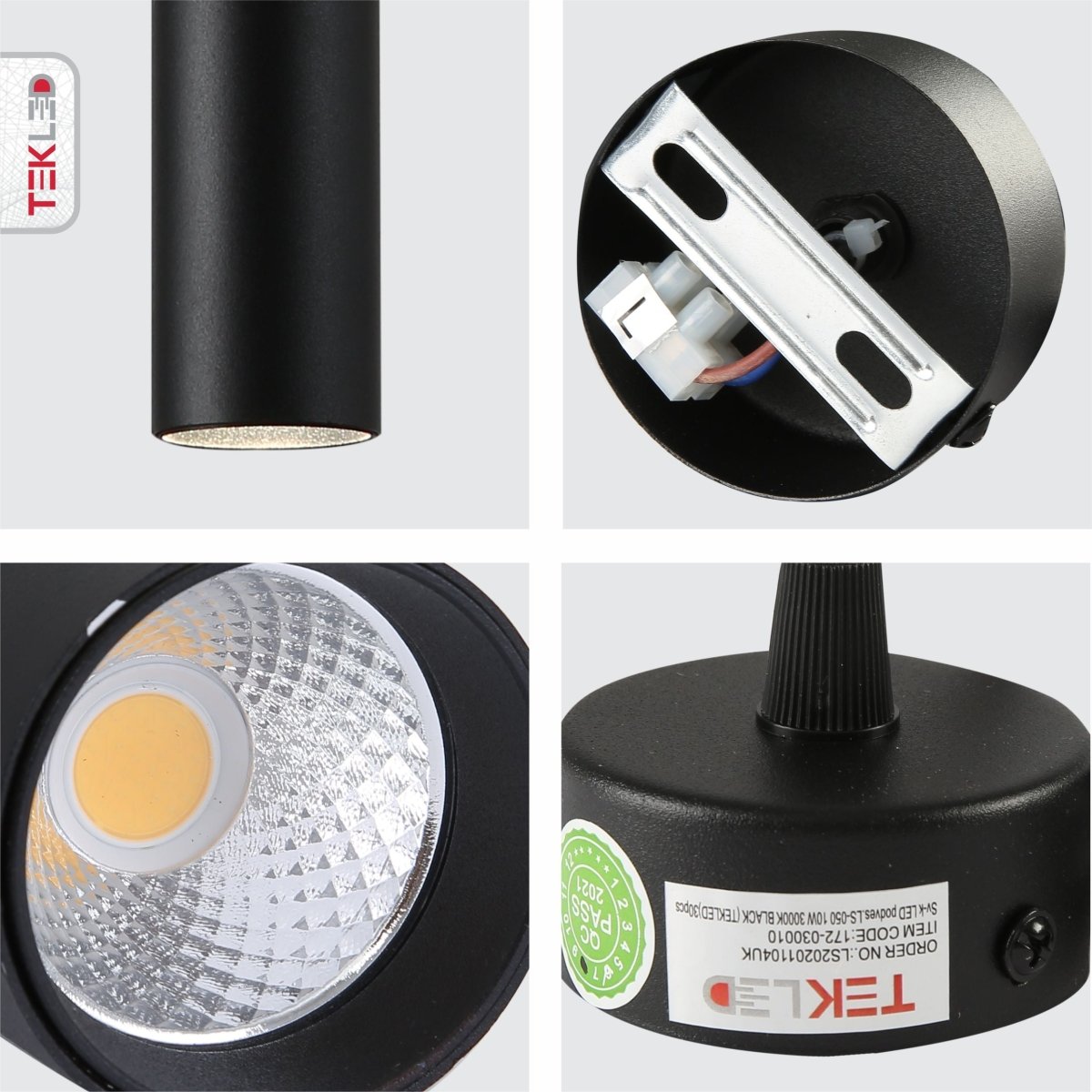 Detailed shots of LED Pendant Downlight 10W Warm White 3000K Black | TEKLED 172-030010