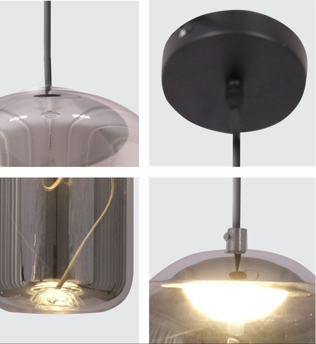 Detailed shots of Smoky Glass Cylinder Pendant Light with G9 Fitting | TEKLED 159-17332