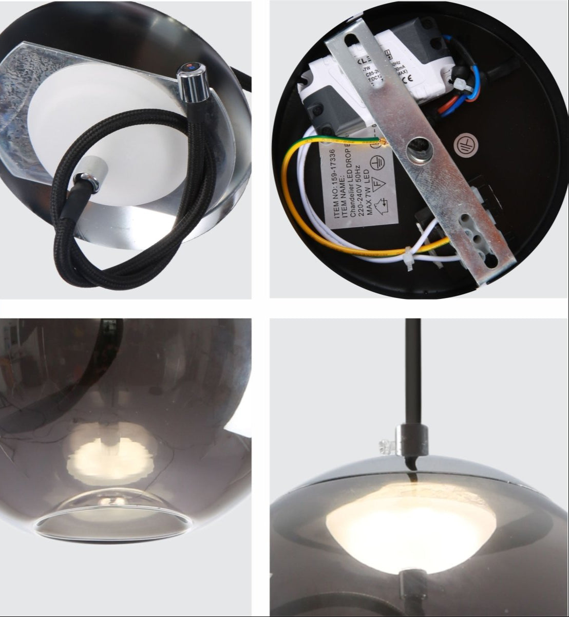 Detailed shots of Smoky Glass Globe Pendant Light S with Built-in LED 4.5W | TEKLED 159-17336