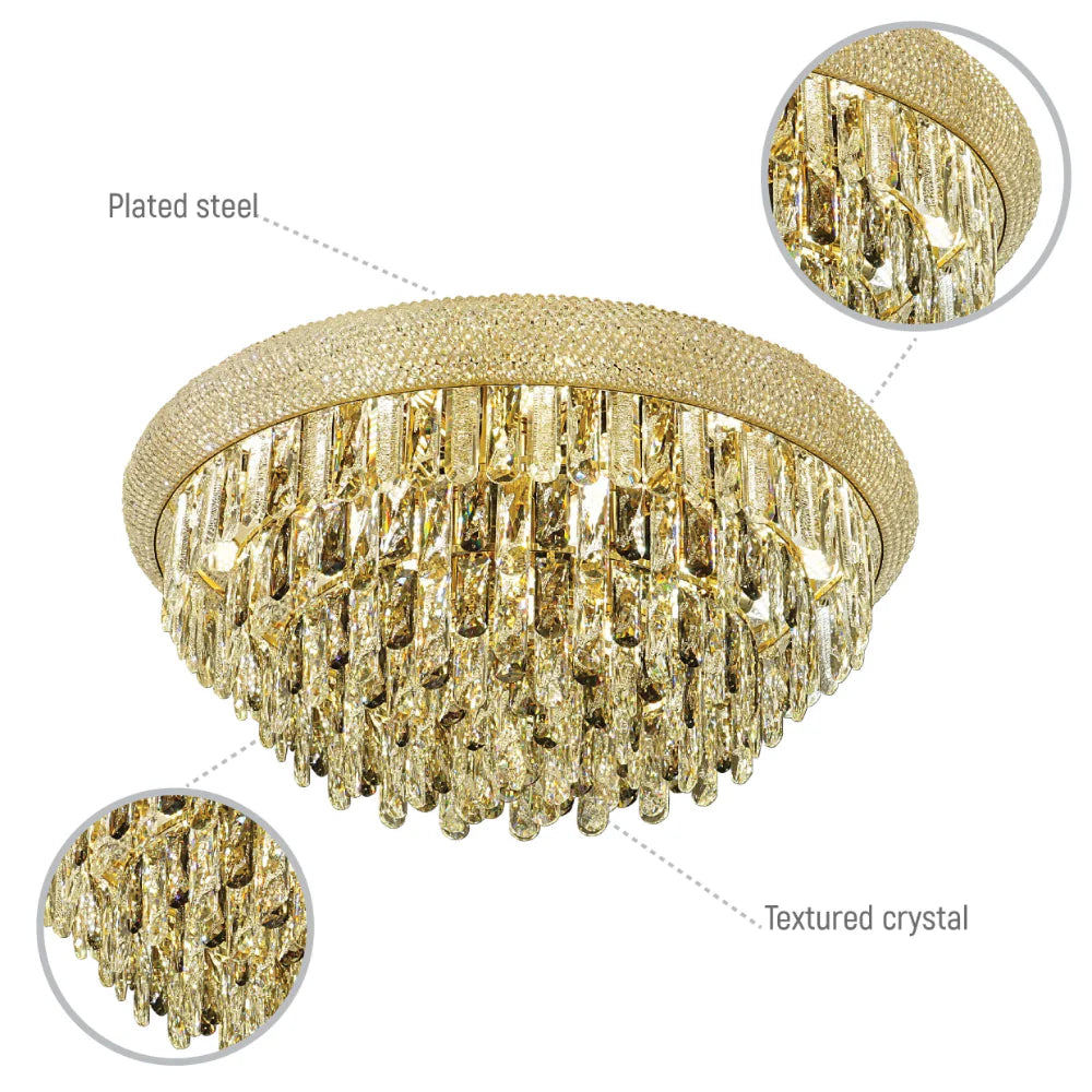 Close up of Diyas Alexandra Flush Crystal Chandelier Ceiling Light | TEKLED 159-18025