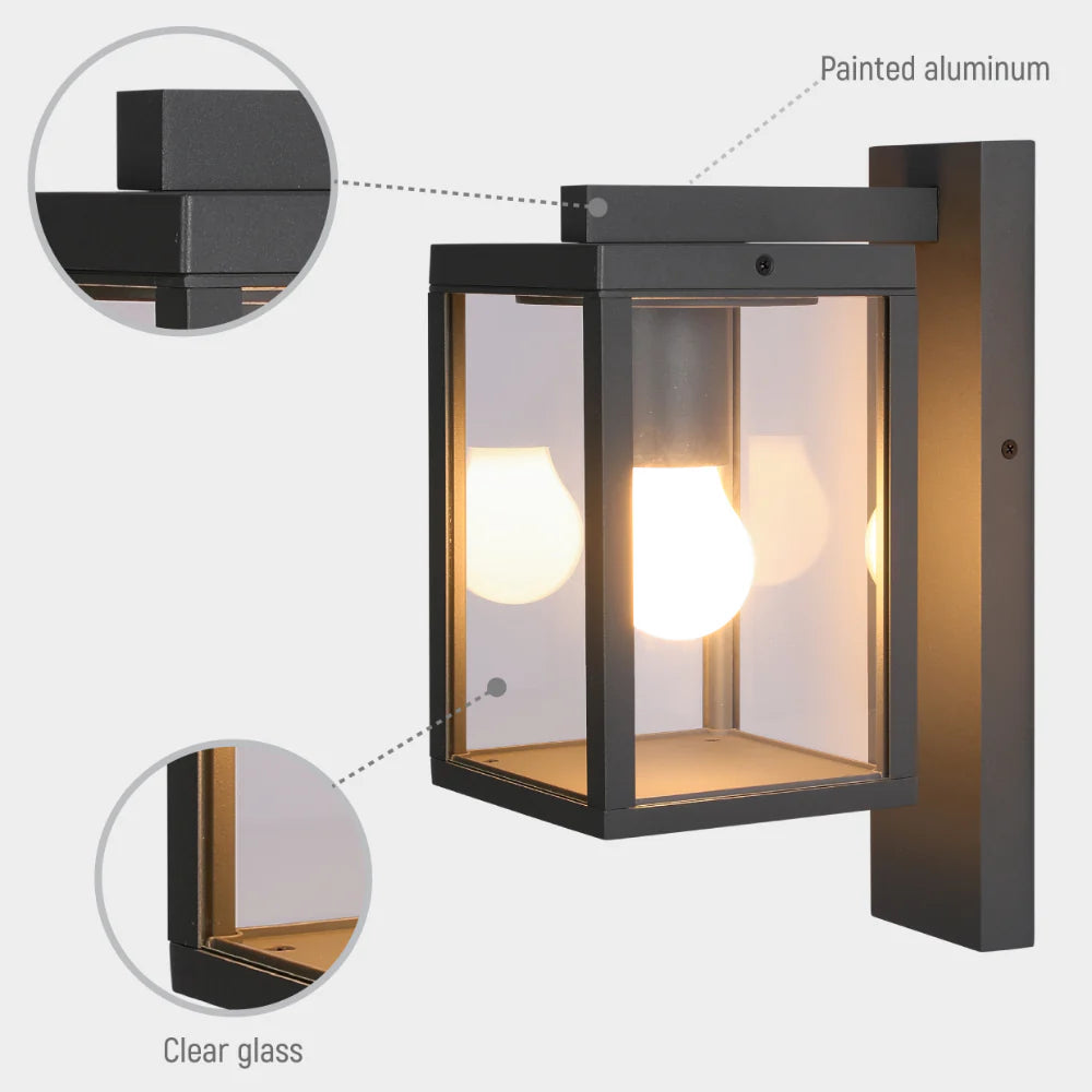 Ferda Outdoor Lantern Wall Light E27 Dark Grey 11