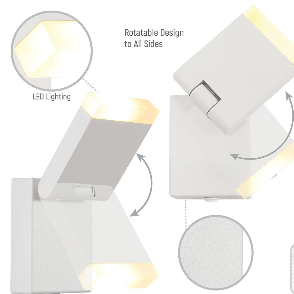 Features of Flat White Aluminium LED Swing Wall Light 5W Warm White