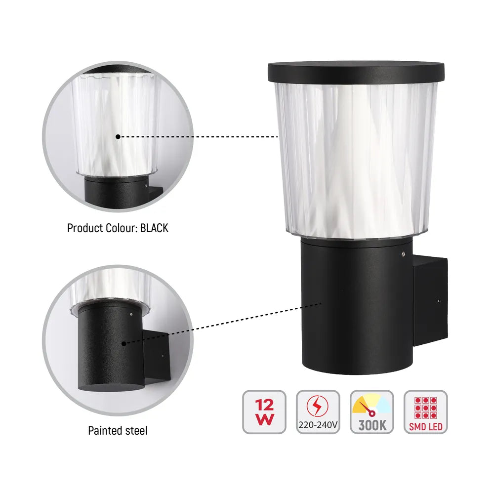 Details of the HaloGlow LED Wall Lantern – Warm White 12W-183-03474