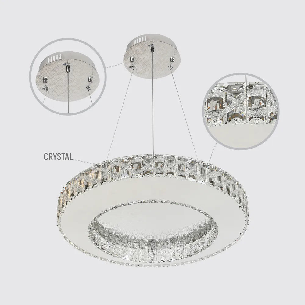 Details of the Helix Crystal LED Chandelier with Dimpled Chrome Finish 80W-159-18346