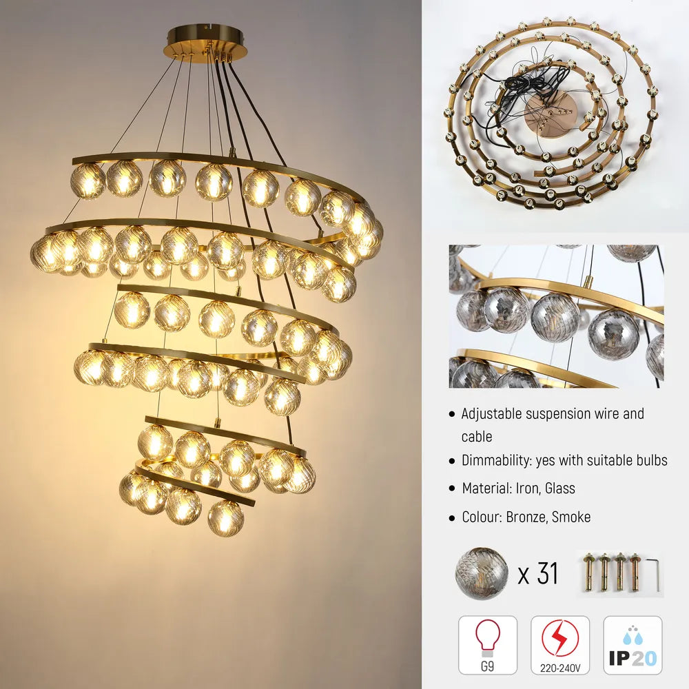 Details of the Helix Glow Pendant Chandelier-159-18278