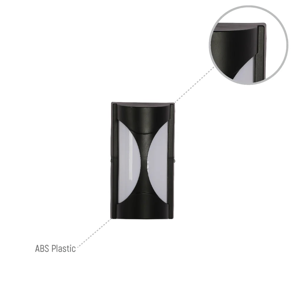 Hourglass Black Plastic LED Outdoor Wall Light 15W Cool Daylight 6