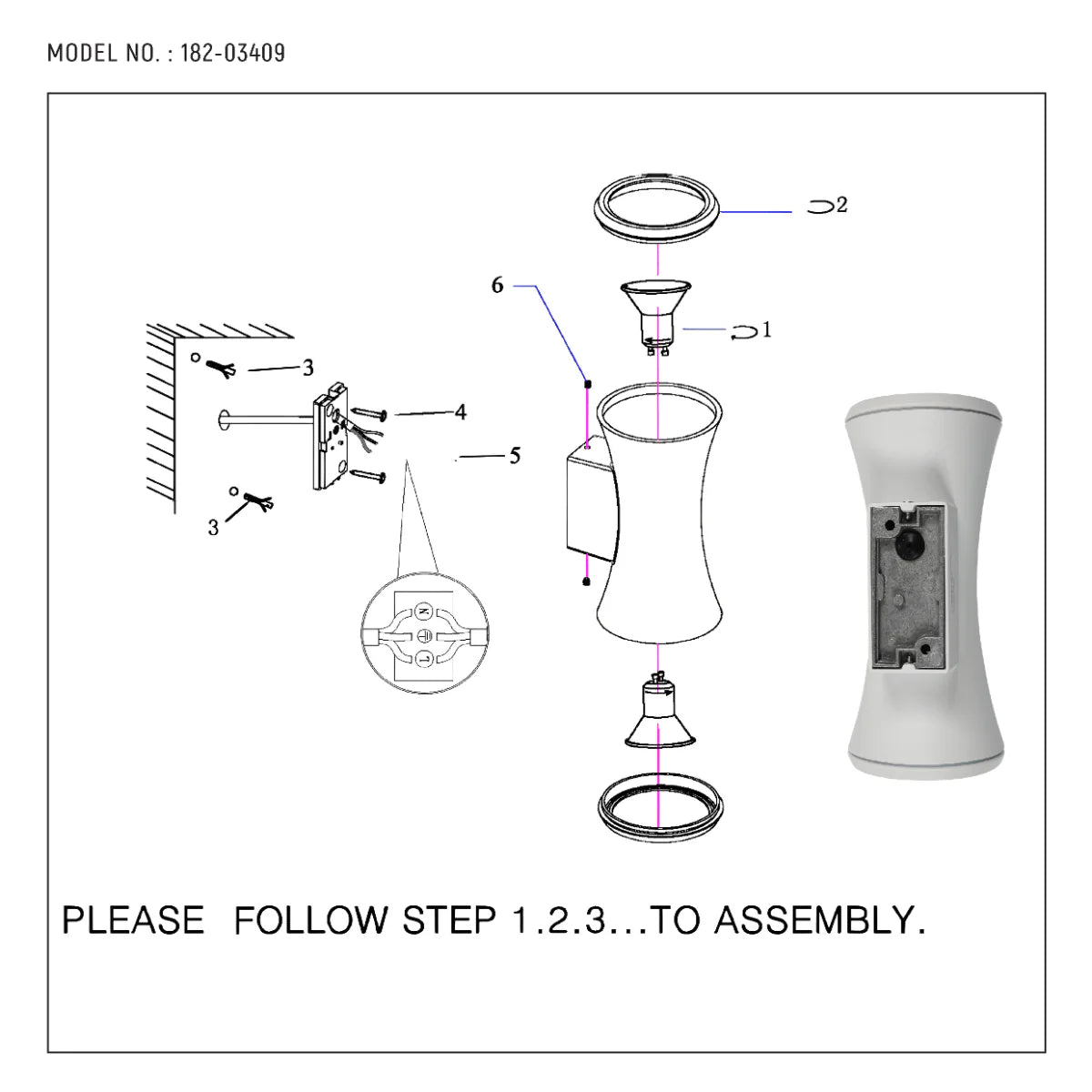 Technical specs of Hourglass Up Down Aluminium Outdoor Wall Light GU10 182-03409