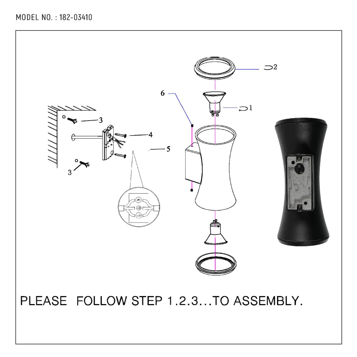 Technical specs of Hourglass Up Down Aluminium Outdoor Wall Light GU10 182-03410