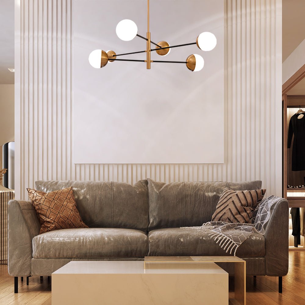 More interior usage of White Glass Gold Metal Globe Sputnik Ceiling Light Tiered Nordic Kitchen Island Chandelier with 6xG9 Fitting | TEKLED 159-17572