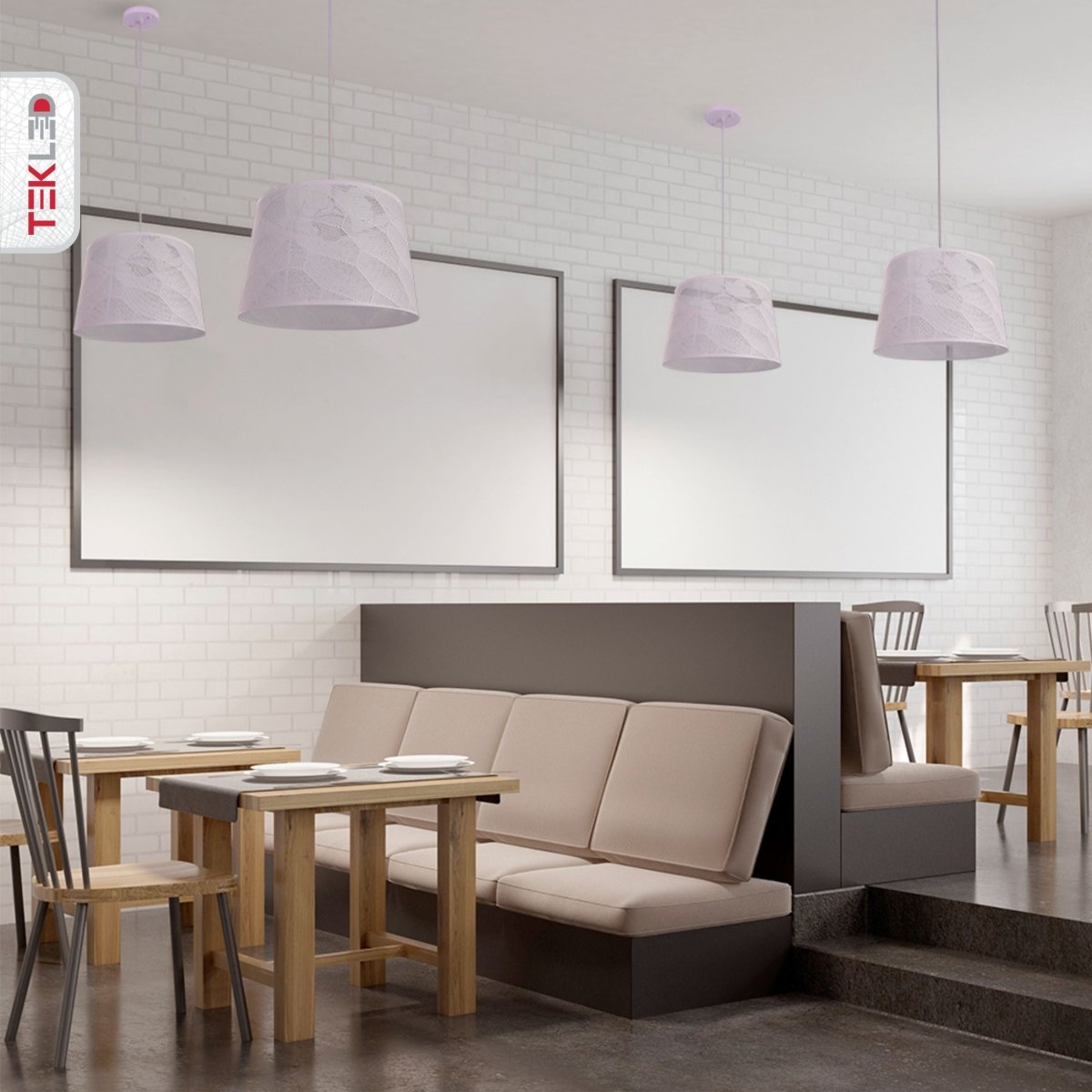 More interior usage of White Metal Dot Pattern Frustum Pendant Light with E27 Fitting | TEKLED 150-18346