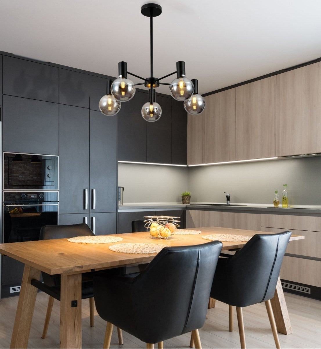 Interior application of Black and Smoky Chandelier with 5xG9 Fitting | TEKLED 158-19618