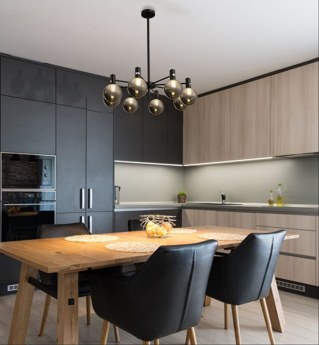 Interior application of Black and Smoky Chandelier with 8xG9 Fitting | TEKLED 158-19620