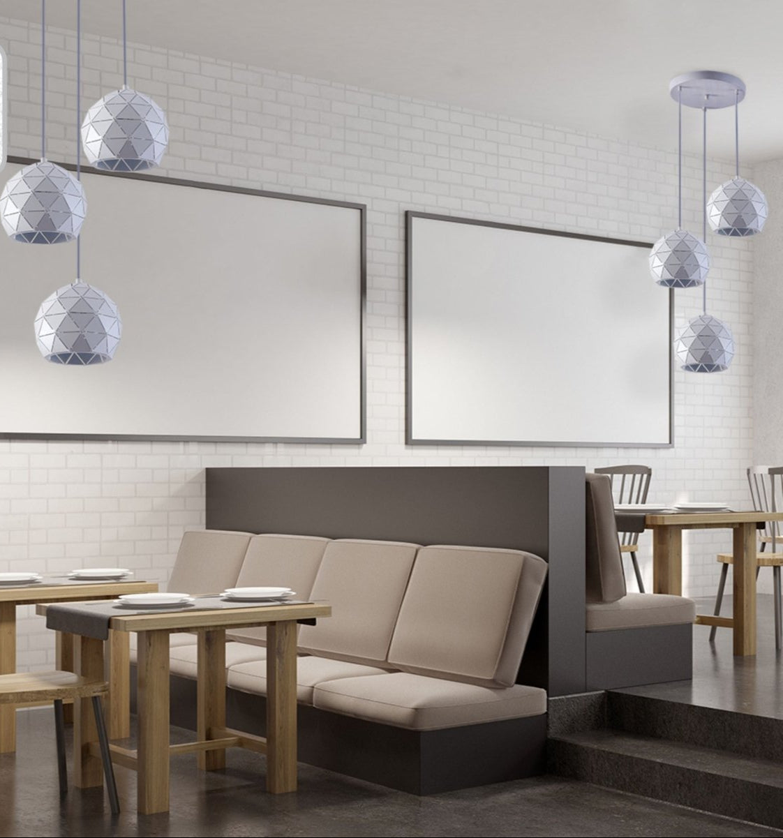 Interior application of White Metal Laser Cut Globe Pendant Light with 3xE27 Fitting | TEKLED 150-18258