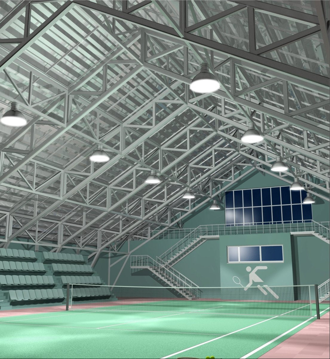 Interior warehouse sports hall application of LED Radiator Highbay 100W Cool White 4000K IP20 | TEKLED 230-03540