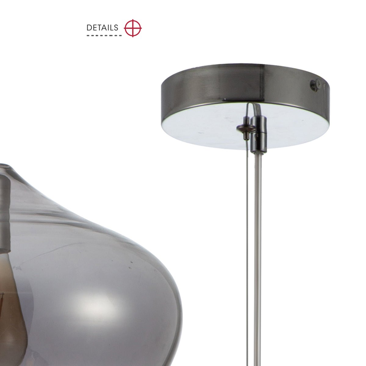 Detailed shots of Smoky Glass India Dome Pendant Ceiling Light with E27 | TEKLED 150-15054